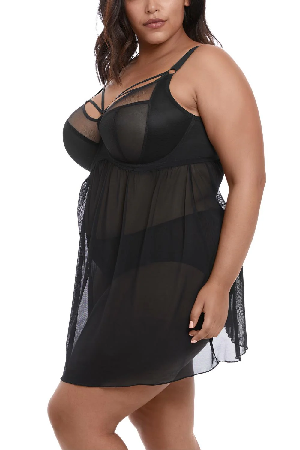 Elomi Sachi Underwire Babydoll, Black (EL4351) - Image 3