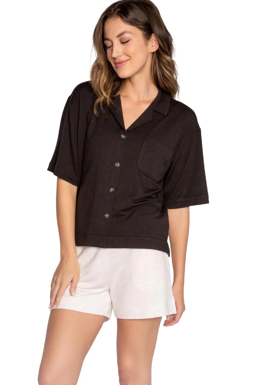 PJ salvage Jammie Essentials Short Sleeve Top RIJET-BLACK - Image 4